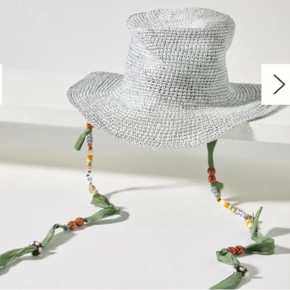 NEW Anthropologie Modern Monarchie Rio Beaded Bucket Hat NWOT - Picture 3 of 16